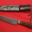 5" bolstered belt knife with center seam sheath